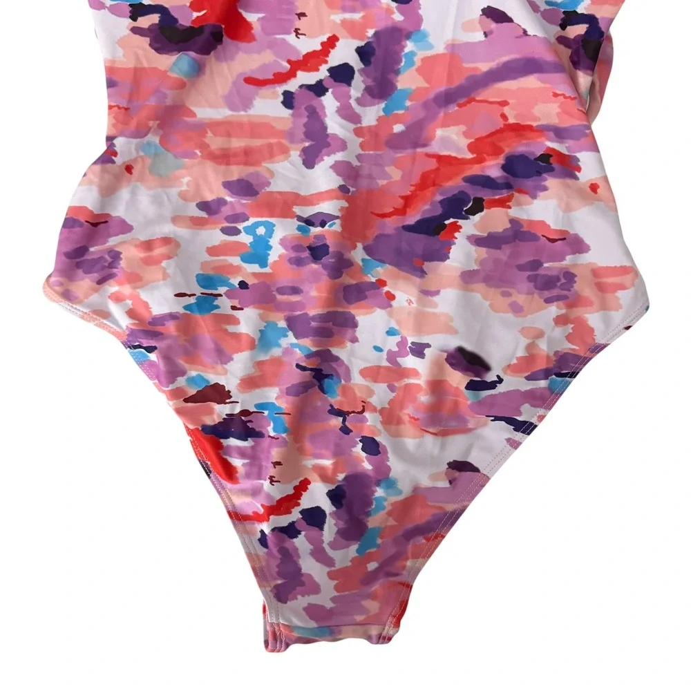 Unbranded‎ Abstract One Piece Swimsuit Womens Medium Pink Multi NWOT Ruched